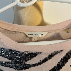 Rebecca Taylor Pink Top with Black Sequin Design